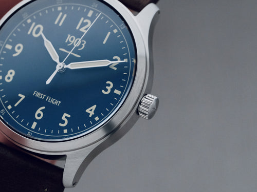Navy blue dial watch. First Flight 40mm.